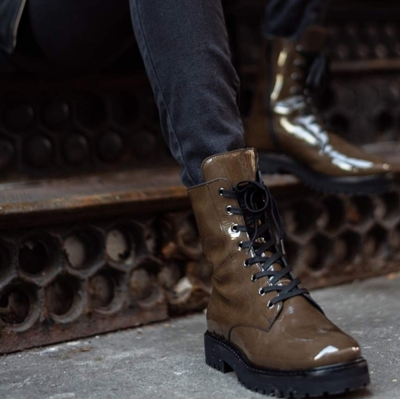 Thursday Boot Co. Olive Combat Boot in Patent Leather 10 S212 - Picture 1 of 8